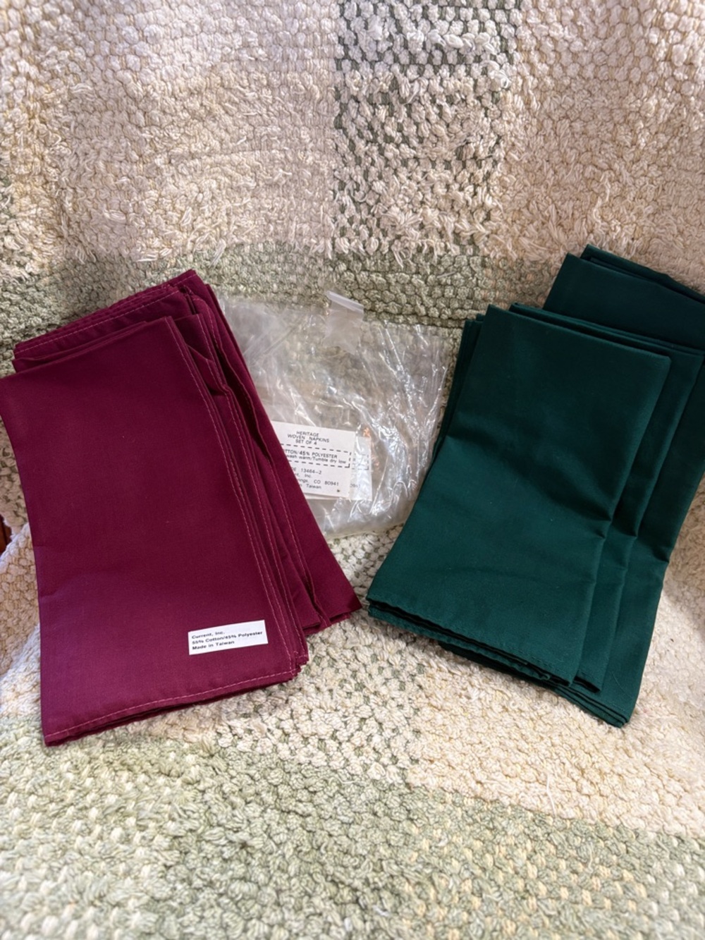 Heritage Woven Napkins - Burgundy & Hunter Green